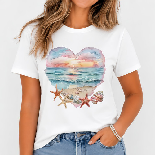 Women beach sunset heart - sunset,